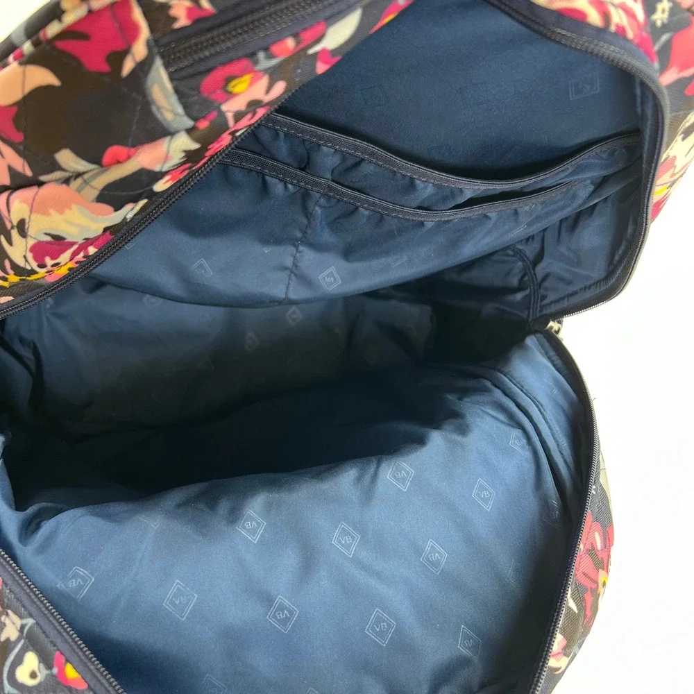 Vera Bradley Quilted Lighten Up Backpack Indiana Blossoms Navy Floral Laptop Ret